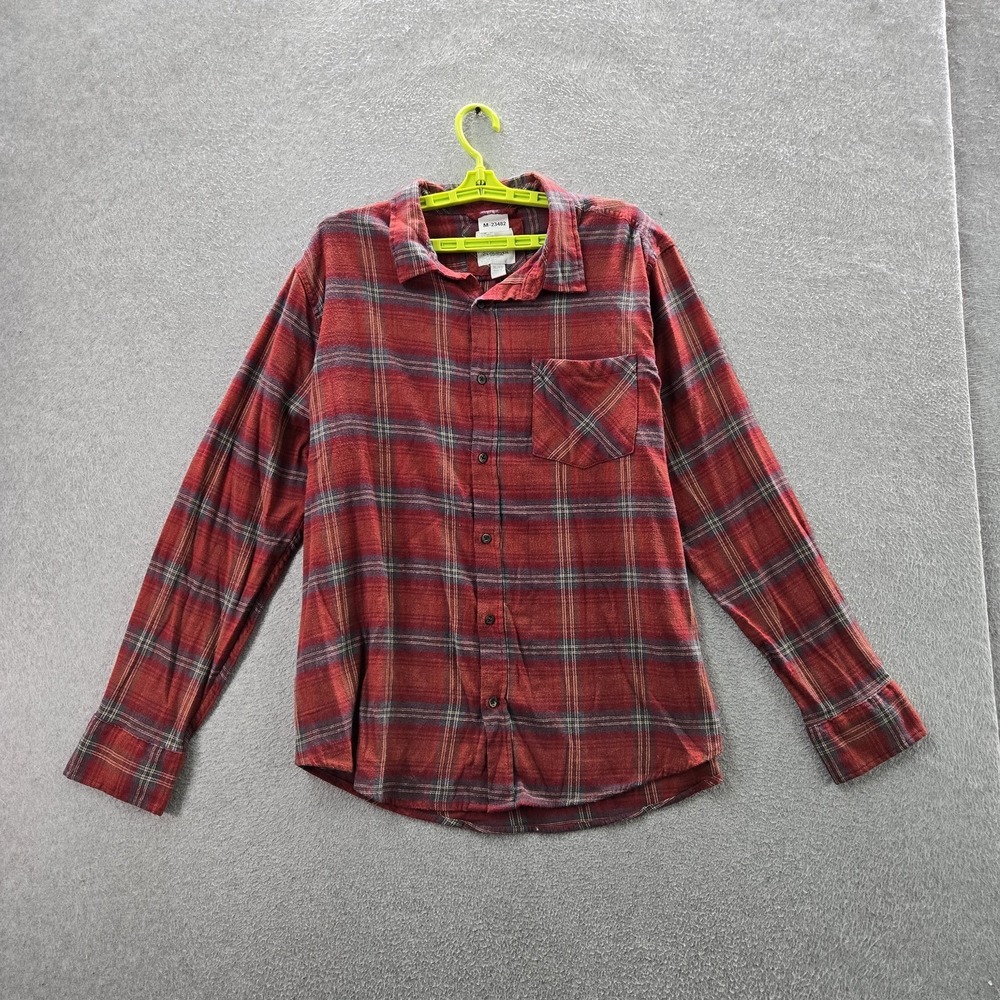 Cloudveil Men Button Up Shirt XL Red Plaid Flannel Casual‎ Long Sleeve
